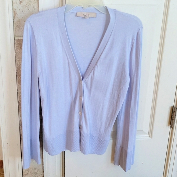Loft Sweaters | Loft Lilac Wide Sleeve V Neck Cardigan | Color: Purple | Size: S | Karlapate's Closet
